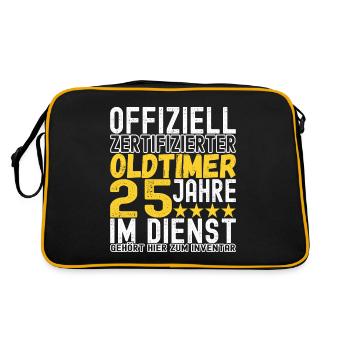 Dienstjubiläum 25 Jahre Kollege Firmenjubiläum - Retro Tasche - Schwarz/Gold - Hinten