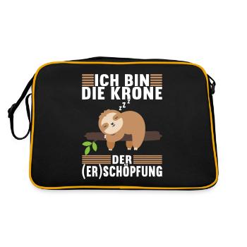 Faultier Spruch Müdigkeit - Retro Tasche - Schwarz/Gold - Hinten