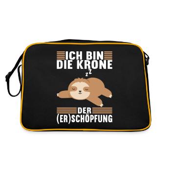 Faultier Spruch Müdigkeit - Retro Tasche - Schwarz/Gold - Hinten