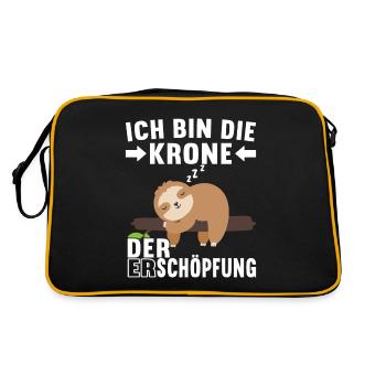 Faultier Spruch Müdigkeit - Retro Tasche - Schwarz/Gold - Hinten