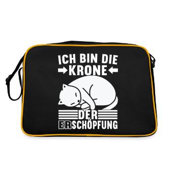 Faultier Spruch Müdigkeit - Retro Tasche - Schwarz/Gold - Hinten