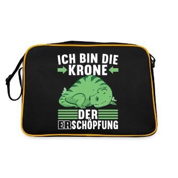 Faultier Spruch Müdigkeit - Retro Tasche - Schwarz/Gold - Hinten