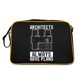 Architekt Architektur - Retro Tasche - Schwarz/Gold - Hinten