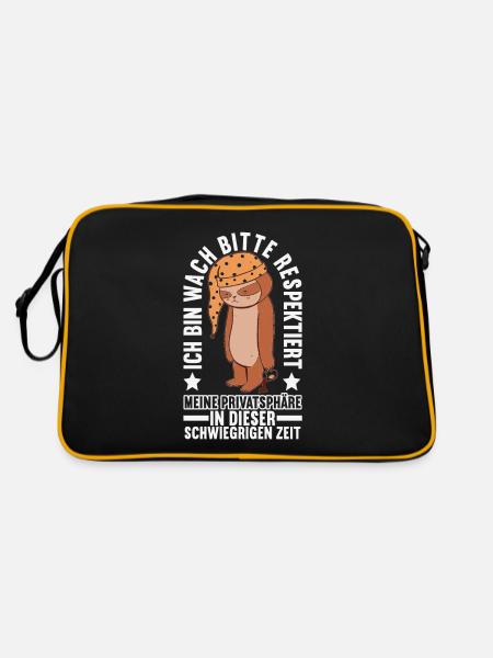 Faultier Lustige Sprüche Sarkasmus - Retro Tasche - Schwarz/Gold - Hinten