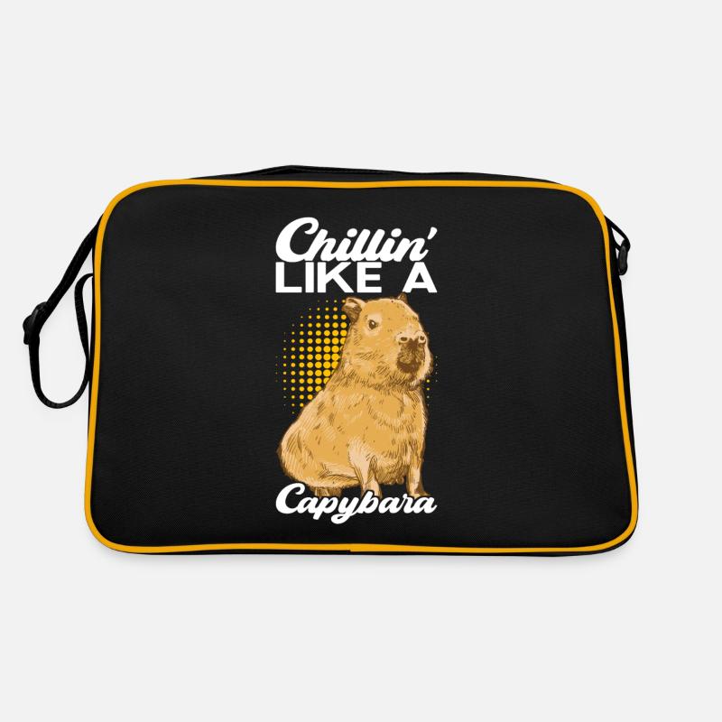 Capybara Wasserschwein - Retro Tasche - Schwarz/Gold