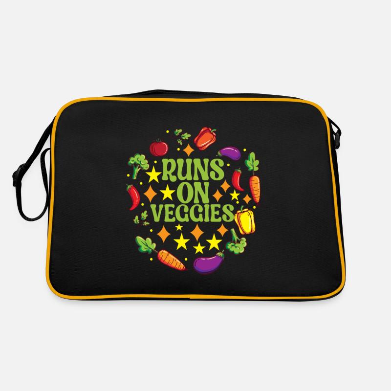 Vegan Vegetarier - Retro Tasche - Schwarz/Gold