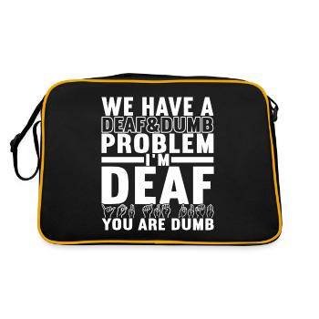 Taub Taubstumm Deaf - Retro Tasche - Schwarz/Gold - Hinten