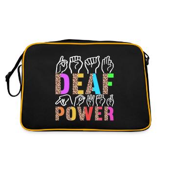 Taub Taubstumm Deaf - Retro Tasche - Schwarz/Gold - Hinten
