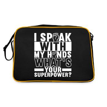 Taub Taubstumm Deaf - Retro Tasche - Schwarz/Gold - Hinten