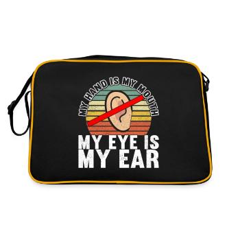 Taub Taubstumm Deaf - Retro Tasche - Schwarz/Gold - Hinten