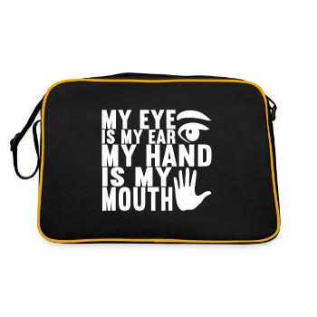 Taub Taubstumm Deaf - Retro Tasche - Schwarz/Gold - Hinten