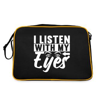 Taub Taubstumm Deaf - Retro Tasche - Schwarz/Gold - Hinten