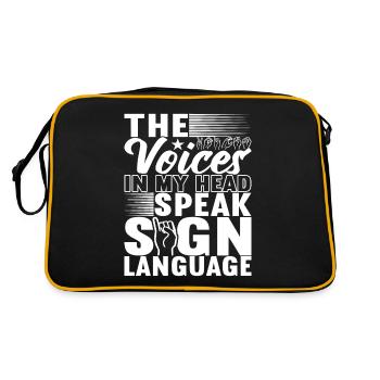 Taub Taubstumm Deaf - Retro Tasche - Schwarz/Gold - Hinten