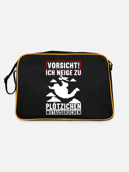 Fallschirmspringer Fallschirmsprung - Retro Tasche - Schwarz/Gold - Hinten
