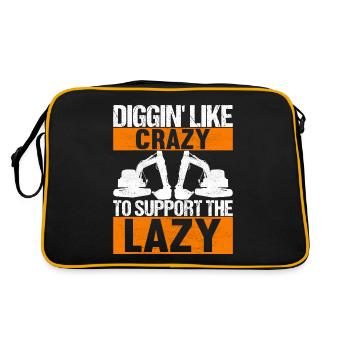 Construction site excavator excavator driver - Retro Bag - black/gold - Back