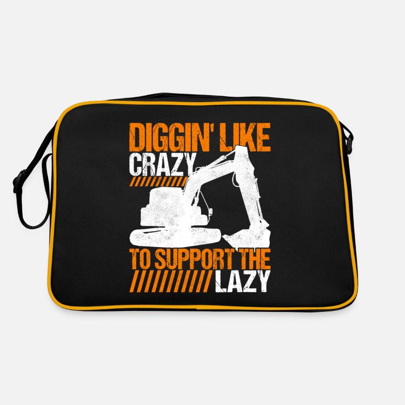 Baustelle Bagger Baggerfahrer Retro Tasche