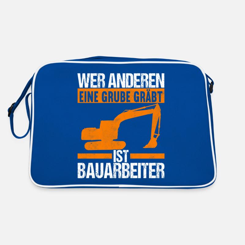 Baustelle Bagger Baggerfahrer Retro Tasche