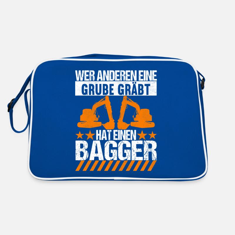 Baustelle Bagger Baggerfahrer Retro Tasche