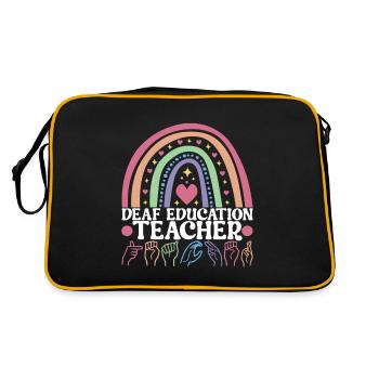 Taub Taubstumm Deaf - Retro Tasche - Schwarz/Gold - Hinten