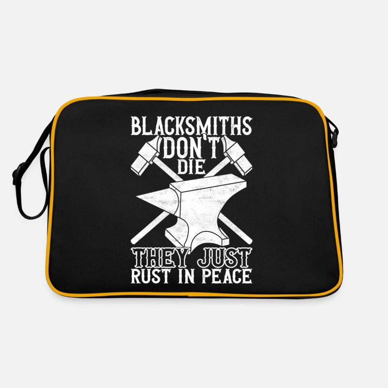 Schmied Schmieden Amboss - Retro Tasche - Schwarz/Gold