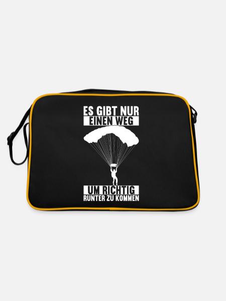 Fallschirmspringer Fallschirmsprung - Retro Tasche - Schwarz/Gold - Hinten