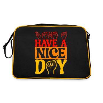 Taub Taubstumm Deaf - Retro Tasche - Schwarz/Gold - Hinten
