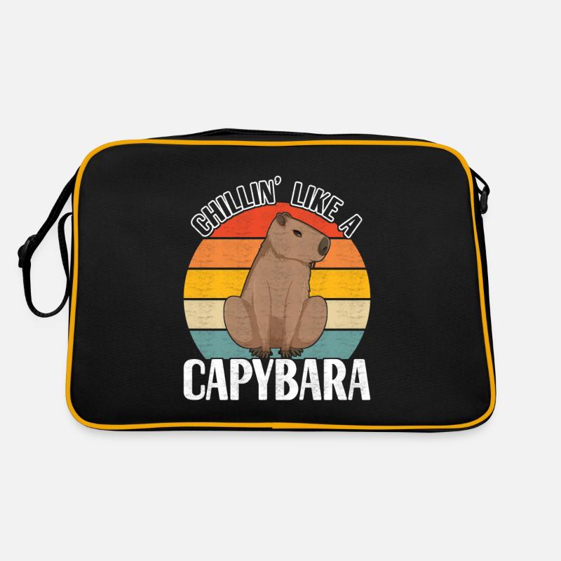 Capybara - Retro Tasche - Schwarz/Gold