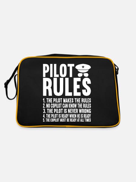 Pilot Flugzeug - Retro Tasche - Schwarz/Gold - Hinten
