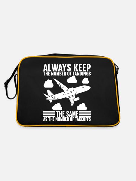 Pilot Flugzeug - Retro Tasche - Schwarz/Gold - Hinten