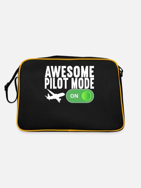 Pilot Flugzeug - Retro Tasche - Schwarz/Gold - Hinten