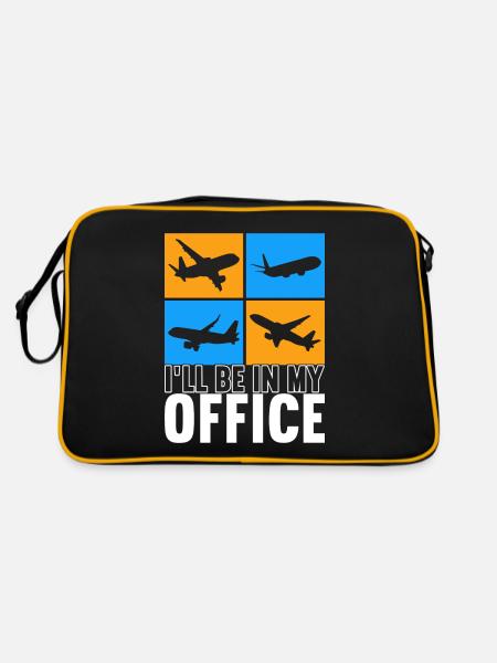 Pilot Flugzeug - Retro Tasche - Schwarz/Gold - Hinten