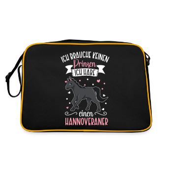 Ich brauche keinen Prinzen - Hannoveraner - Retro Tasche - Schwarz/Gold - Hinten