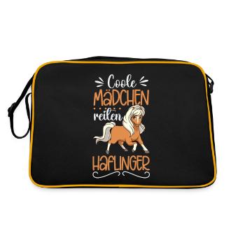 Coole Mädchen reiten Haflinger - Retro Tasche - Schwarz/Gold - Hinten