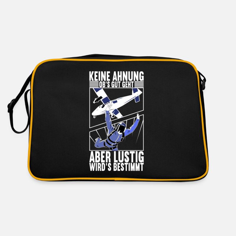 Fallschirmspringer Fallschirmsprung Skydiving - Retro Tasche - Schwarz/Gold
