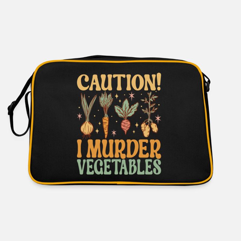 Vegan Vegetarier - Retro Tasche - Schwarz/Gold