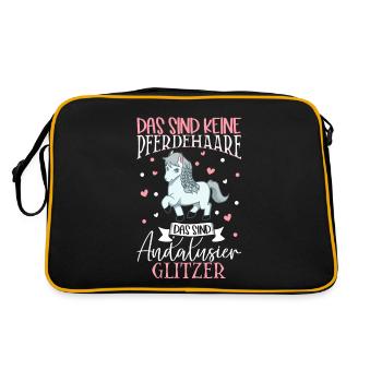 Andalusier Glitzer - Das sind keine Pferdehaare - Retro Tasche - Schwarz/Gold - Hinten