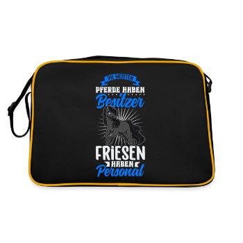 Die meisten Pferde haben Besitzer - Friesen - Retro Tasche - Schwarz/Gold - Hinten