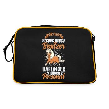 Die meisten Pferde haben Besitzer - Haflinger - Retro Tasche - Schwarz/Gold - Hinten