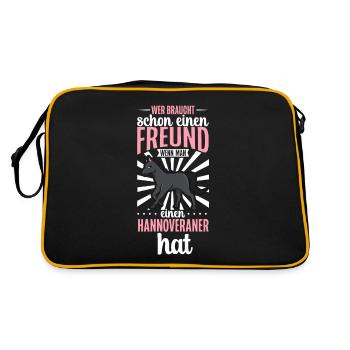 Wer braucht schon einen Freund - Hannoveraner - Retro Tasche - Schwarz/Gold - Hinten