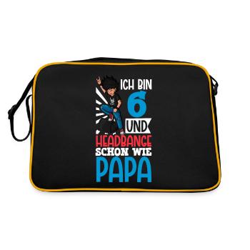 Ich bin 6 - Jungen Rocker - Retro Tasche - Schwarz/Gold - Hinten