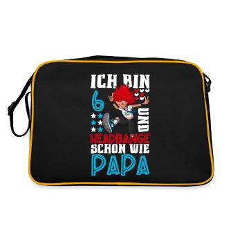 Ich bin 6 - Mädchen Rocker - Retro Tasche - Schwarz/Gold - Hinten