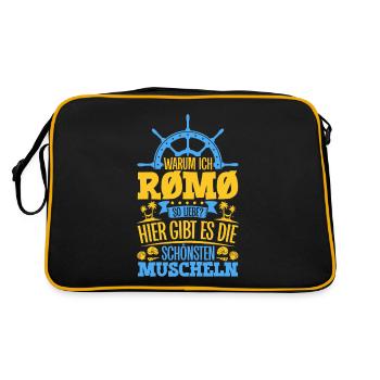 Schöne Muscheln - Warum ich Rømø so liebe - Retro Tasche - Schwarz/Gold - Hinten