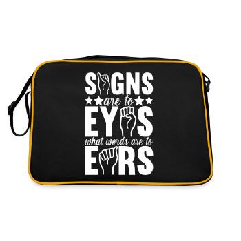 Taub Taubstumm Deaf - Retro Tasche - Schwarz/Gold - Hinten