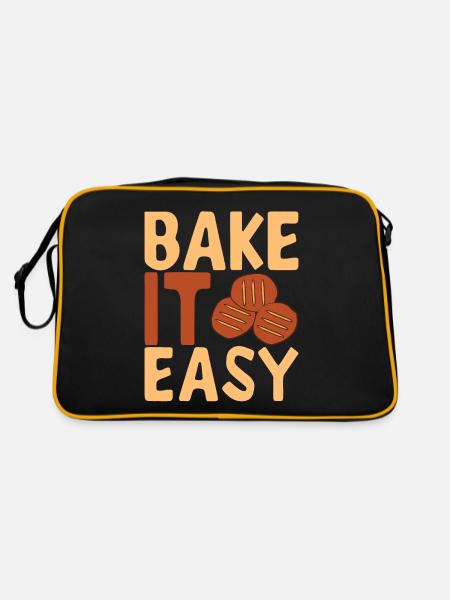 Bäcker Bäckerei Backen - Retro Tasche - Schwarz/Gold - Hinten