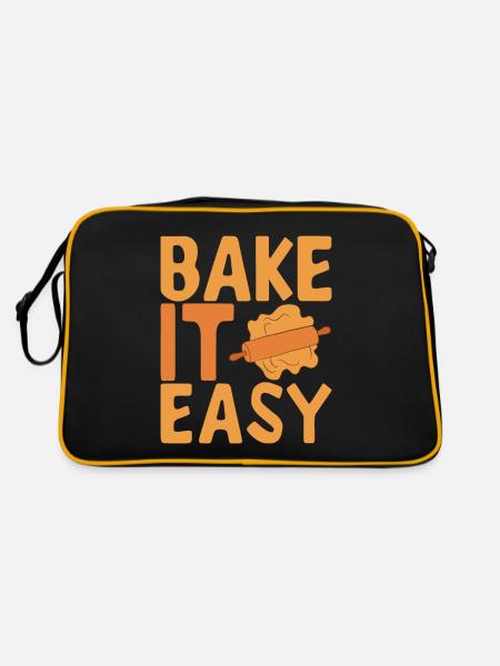 Bäcker Bäckerei Backen - Retro Tasche - Schwarz/Gold - Hinten