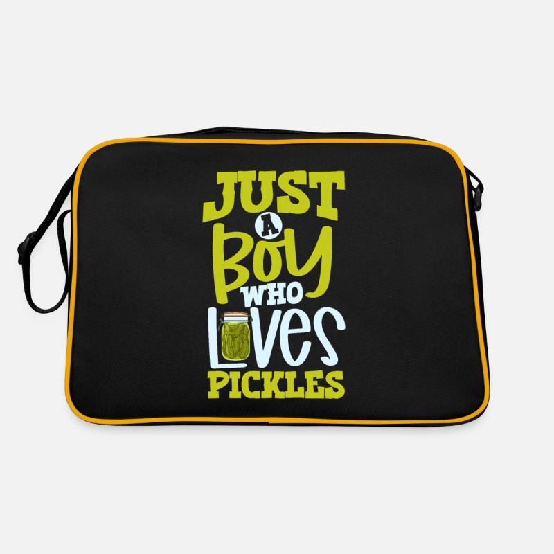 Just a boy who loves pickles - Gurken - Retro Tasche - Schwarz/Gold
