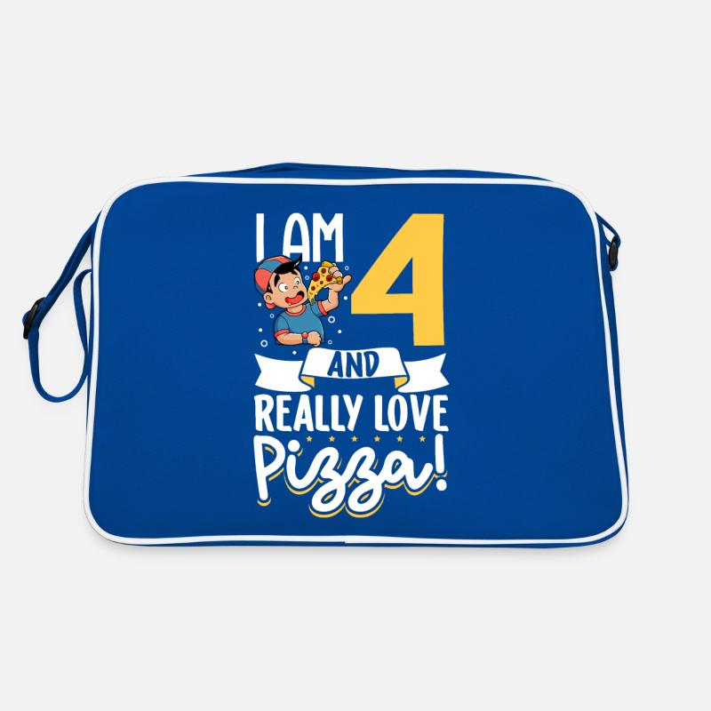 Ich bin 4 - Jungen Pizza Retro Tasche