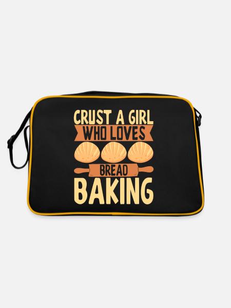 Bäcker Bäckerei Backen - Retro Tasche - Schwarz/Gold - Hinten