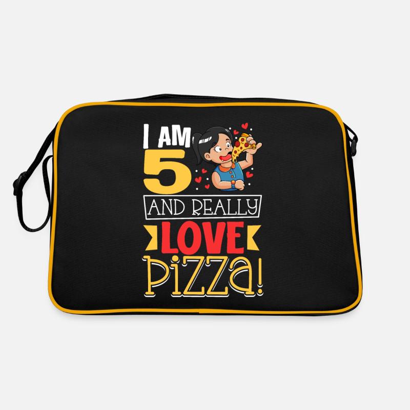 Ich bin 5 - Mädchen Pizza Retro Tasche