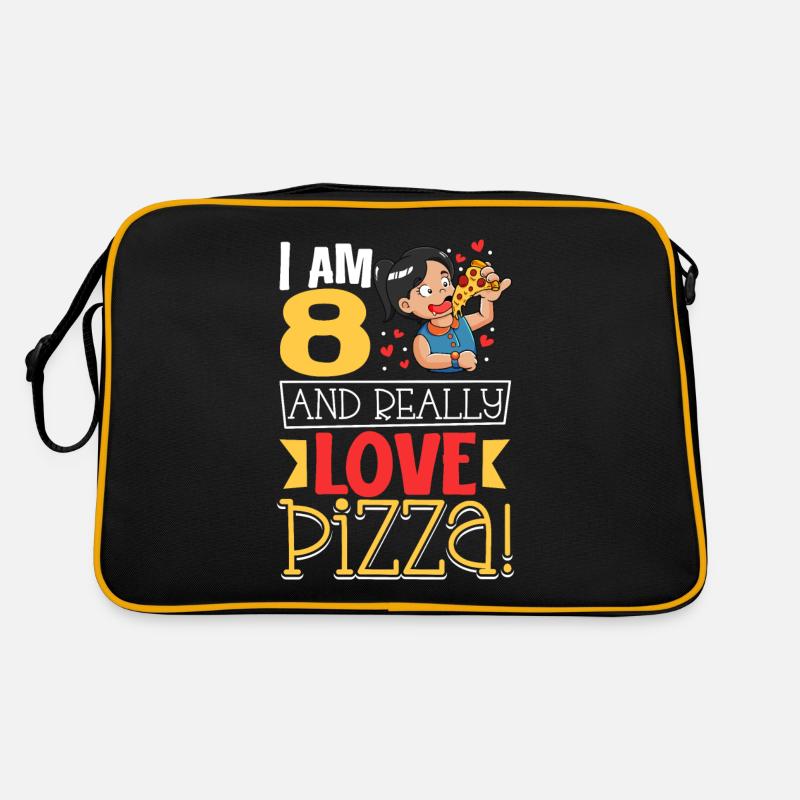 Ich bin 8 - Mädchen Pizza Retro Tasche